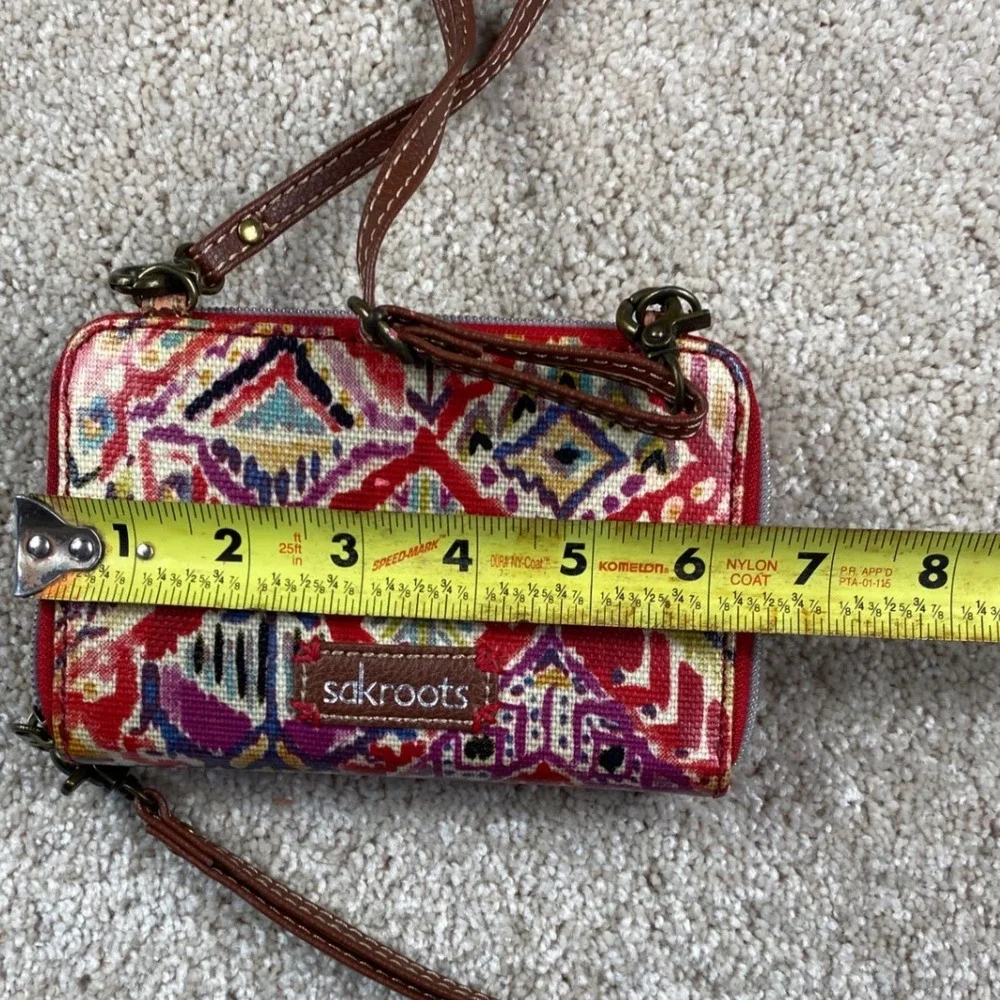 Sakroots Artist Circle Crossbody Wallet Multi Color Ikat Geometric Canvas Bag